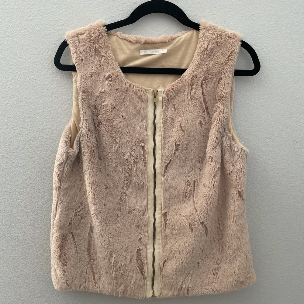Women’s Laquette neutral and cream faux fur vest